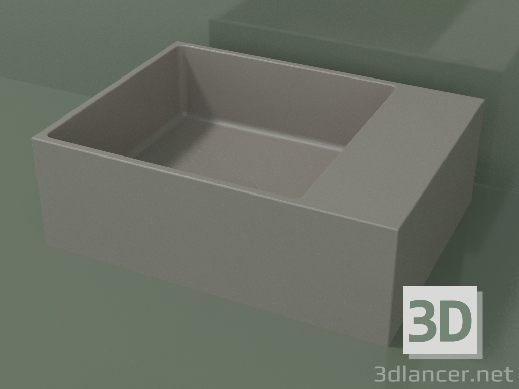 3D Modell Arbeitsplatte Waschbecken (01UN21102, Ton C37, L 48, P 36, H 16 cm) - Vorschau