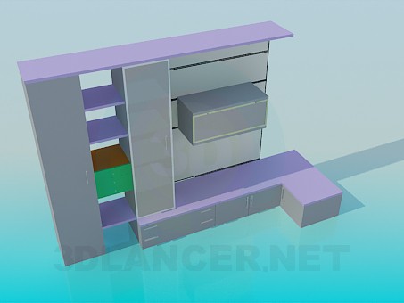 3d model Colored furniture wall unit - preview 3d model Colored furniture wall unit - preview