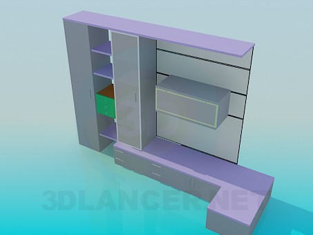 3d model Colored furniture wall unit - preview 3d model Colored furniture wall unit - preview