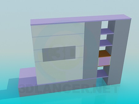3d model Colored furniture wall unit - preview 3d model Colored furniture wall unit - preview