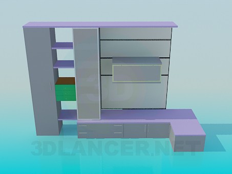 3d model Colored furniture wall unit - preview 3d model Colored furniture wall unit - preview