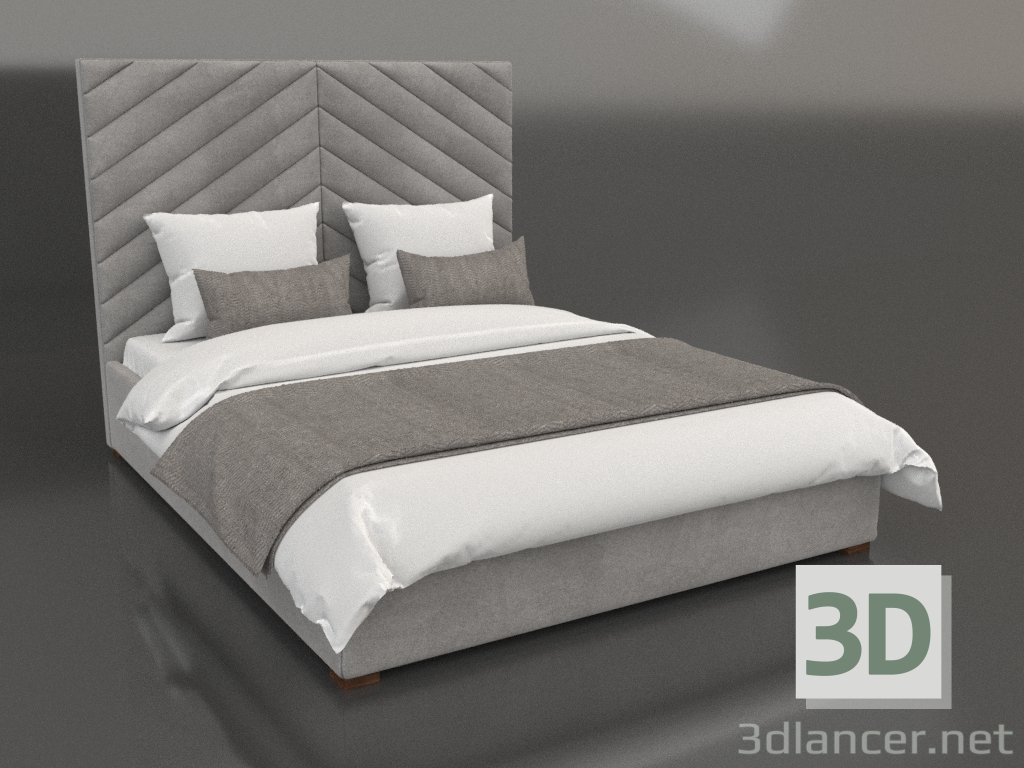 modello 3D Letto piccolo con testiera alta Memphis - anteprima