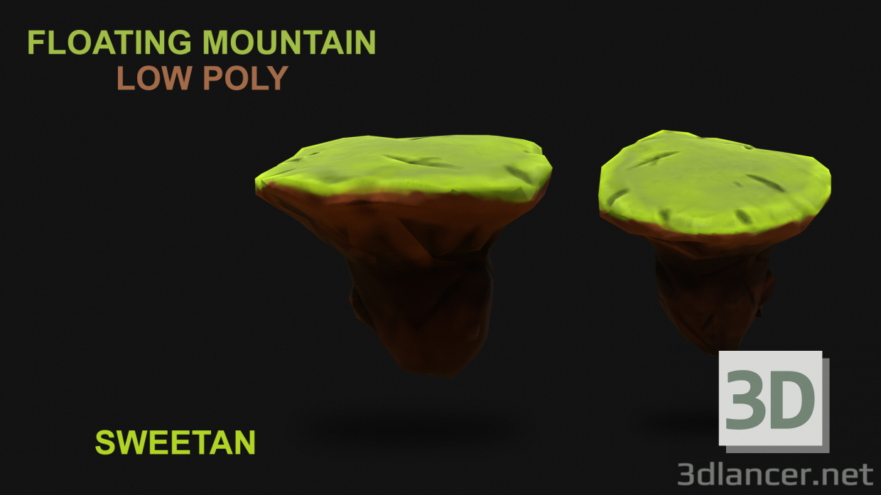 Modelo 3d Montanha Flutuante 3D - Poli Baixa - preview