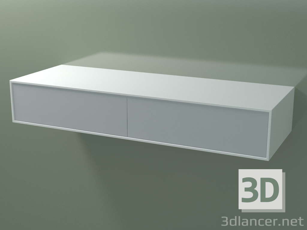 3D Modell Doppelbox (8AUFAB02, Gletscherweiß C01, HPL P03, L 144, P 50, H 24 cm) - Vorschau