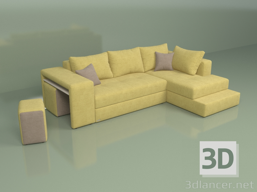 modèle 3D Canapé d'angle Marseille (jaune) - preview