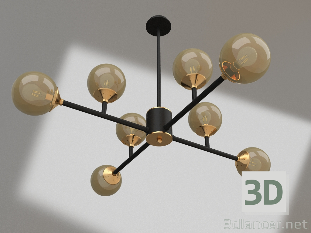 modello 3D Lampadario Cargo nero, oro (07619-8.19) - anteprima