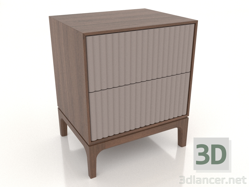 3d model FARGO bedside table 2 drawers with milled facades (platinum, tobacco oak, option 4) - preview