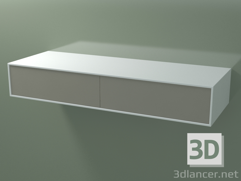 3D modeli Çift kutu (8AUFAB02, Glacier White C01, HPL P04, L 144, P 50, H 24 cm) - önizleme