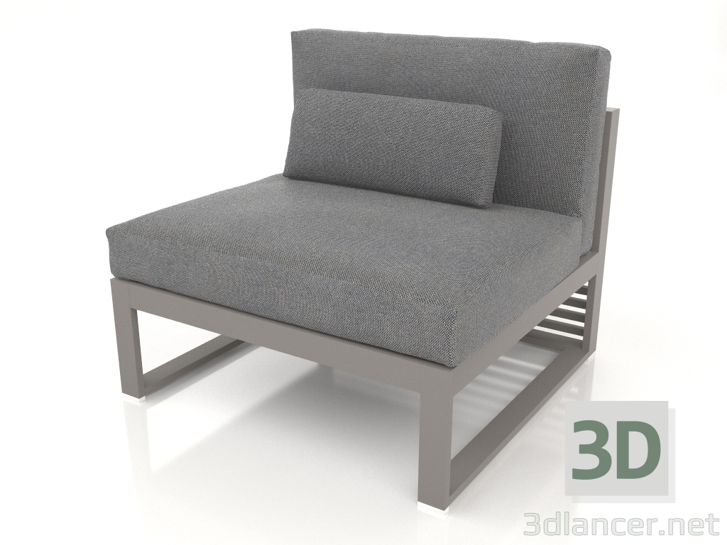 modello 3D Divano modulare, sezione 3, schienale alto (grigio quarzo) - anteprima