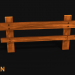 3d модель 3D Деревянный забор Игровой актив - Низкий поли – превью