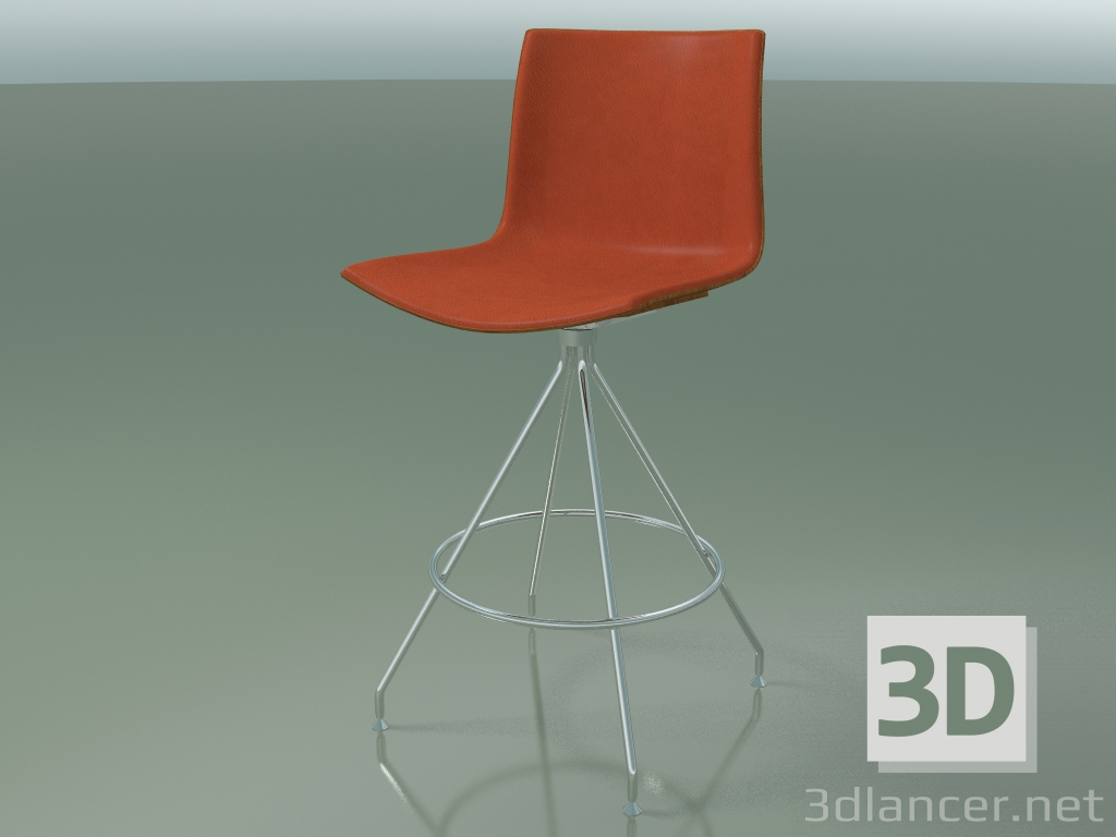 modèle 3D Chaise de bar 0498 (avec garniture avant, effet teck) - preview