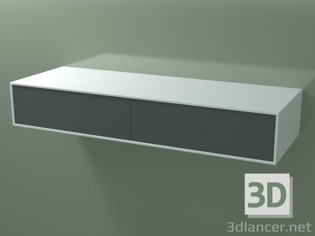 3D Modell Doppelbox (8AUFAB02, Gletscherweiß C01, HPL P05, L 144, P 50, H 24 cm) - Vorschau