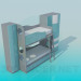3d модель Двоярусне ліжко з шафою для дитячої – превью
