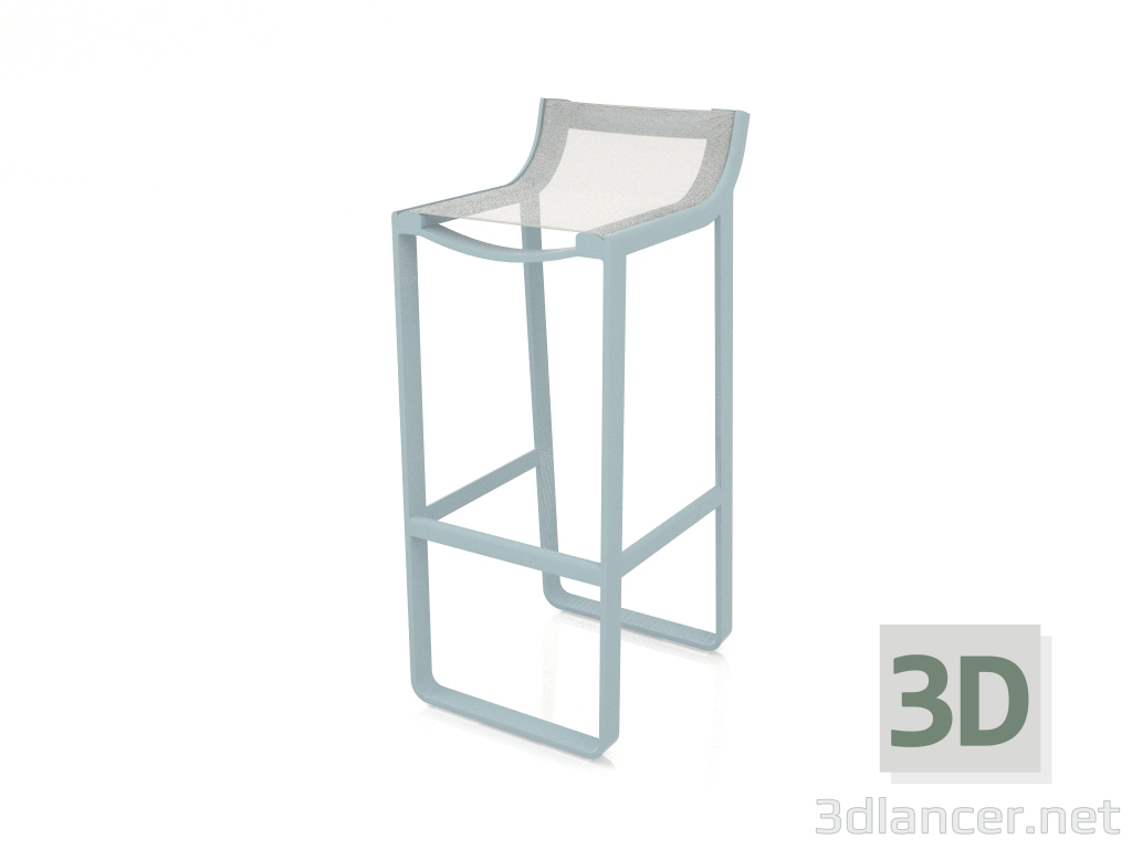 modèle 3D Tabouret à dossier bas (Bleu gris) - preview
