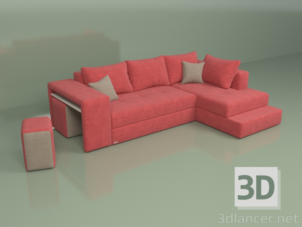 3D modeli Köşe kanepe Marsilya (ağlı) - önizleme