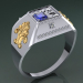 modello 3D di anello in platino con zaffiro comprare - rendering
