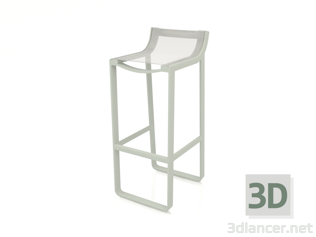 modello 3D Sgabello con schienale basso (Grigio cemento) - anteprima