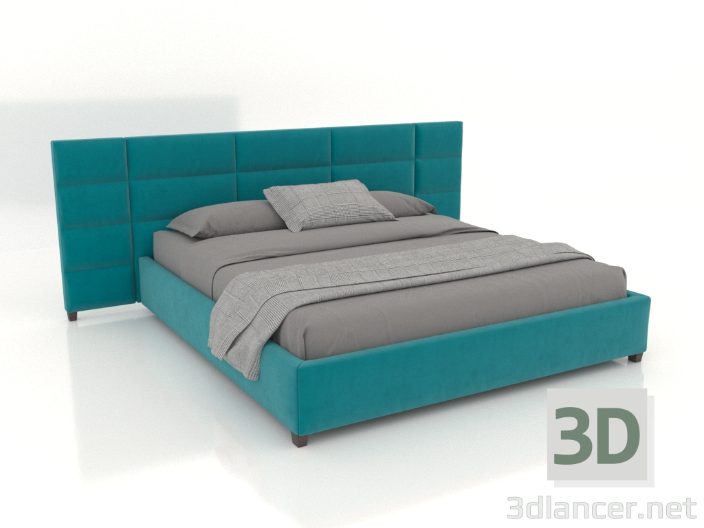 modello 3D Letto con testiera morbida Modena - anteprima