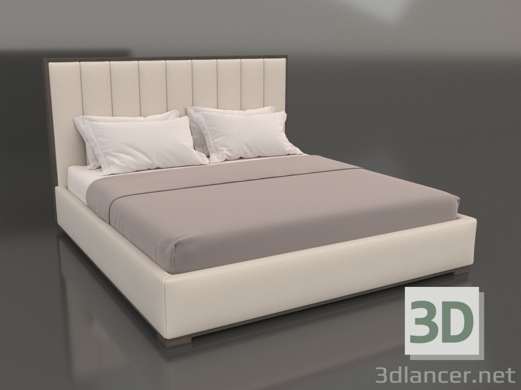 modello 3D Letto matrimoniale morbido con canale verticale incorniciato Modena - anteprima
