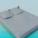 3D Modell Bett mit einem niedrigen Kopfende des Bettes - Vorschau