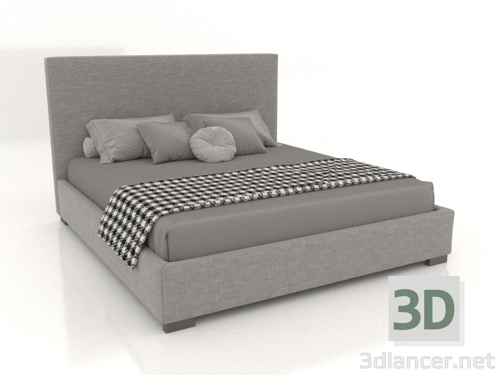 modello 3D Letto matrimoniale con testiera morbida Modena - anteprima