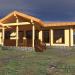 Casa de madera con piedra 3D modelo Compro - render