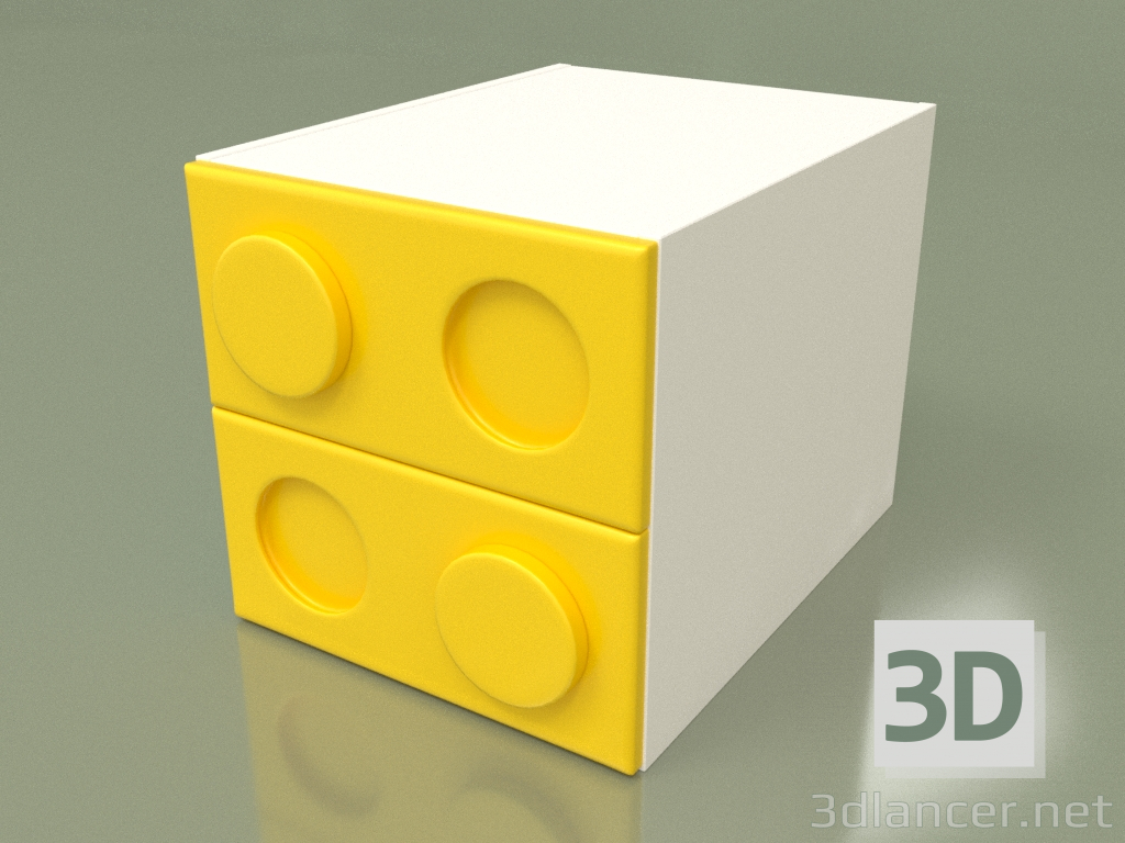3D Modell Kinder-Nachttisch (Gelb) - Vorschau