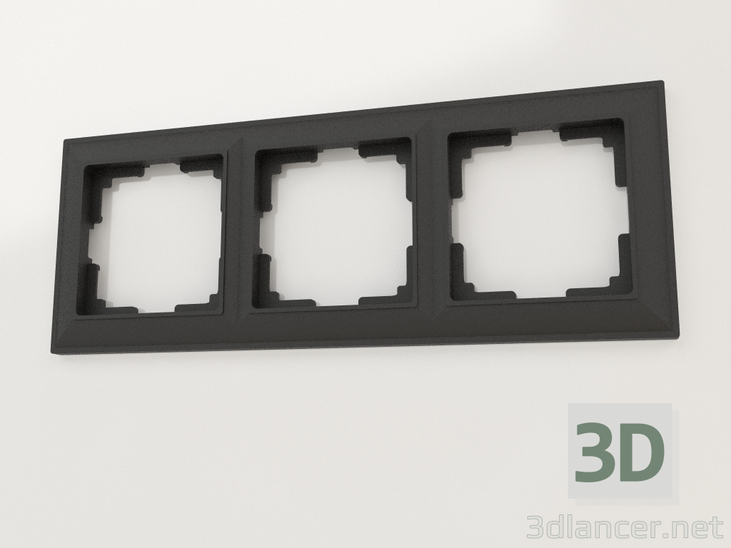 modèle 3D Cadre Fiore pour 3 poteaux (noir mat) - preview