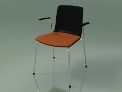 Chair 3976 (4 metal legs, with a pillow on the seat and armrests, black birch)