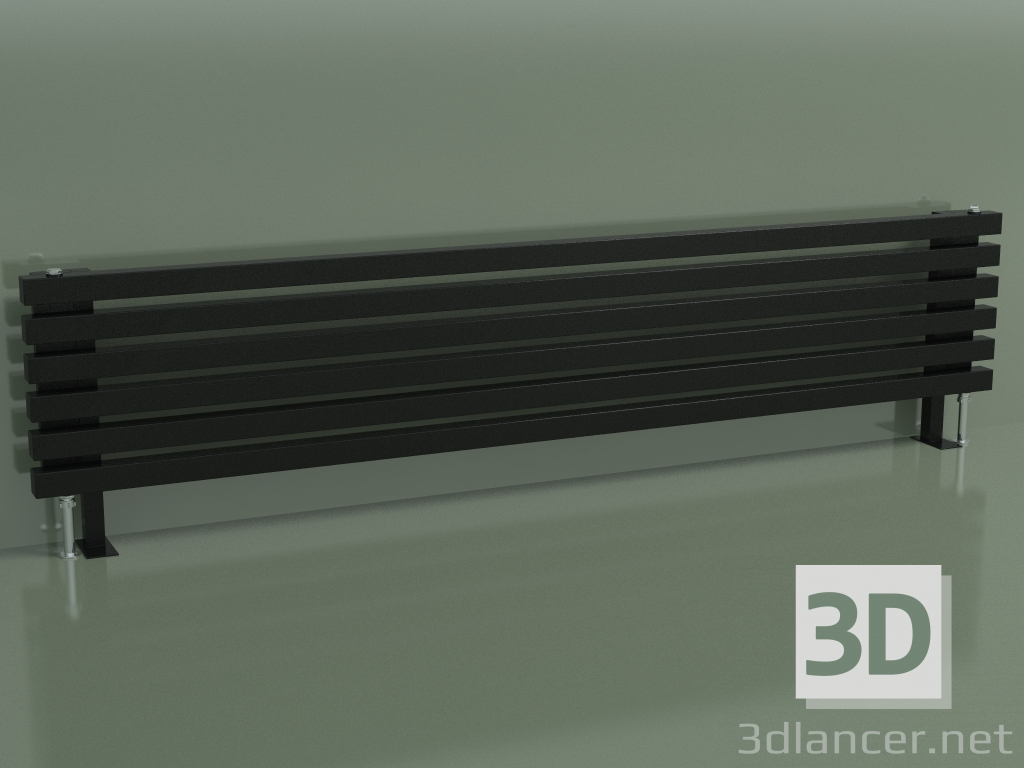 3d model Radiador horizontal RETTA (6 secciones 1800 mm 40x40, negro brillante) - vista previa