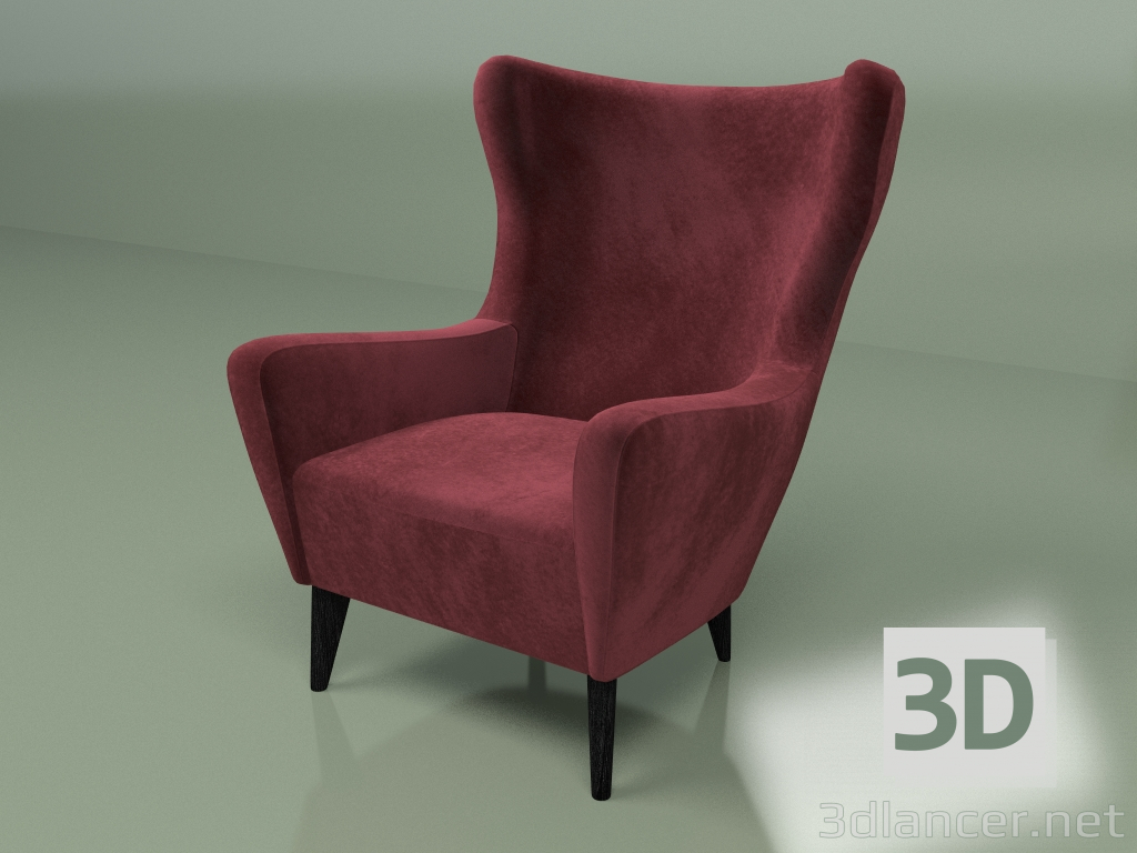 3D Modell Sessel Elsa (burgund) - Vorschau