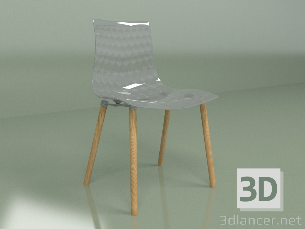 modèle 3D Chaise Gauzy avec pieds en bois (transparent) - preview