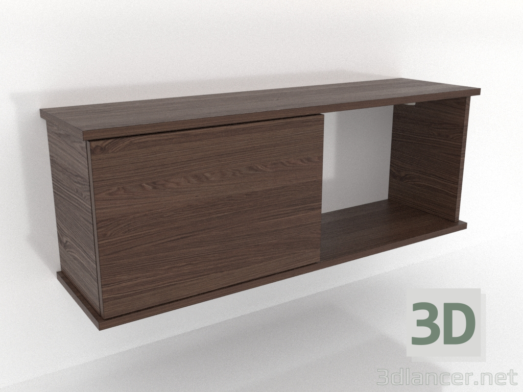 3d model SHELF hanging shelf (with 1 open section on the right) 1000 mm (dark walnut) - preview 3d model SHELF hanging shelf (with 1 open section on the right) 1000 mm (dark walnut) - preview