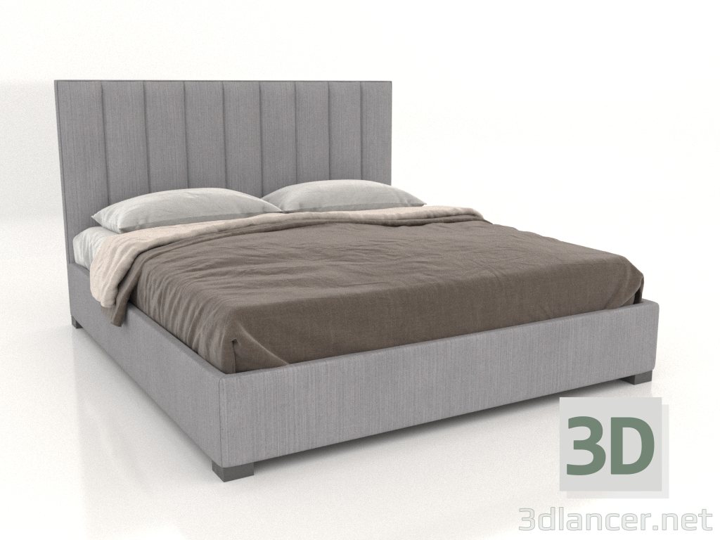 3d model Double bed with headboard Modena Vertical (fabric) - preview