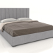 3d model Double bed with headboard Modena Vertical (fabric) - preview