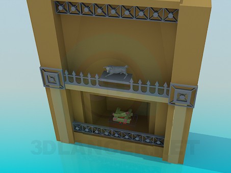3d model Fireplace with iron decor - preview 3d model Fireplace with iron decor - preview