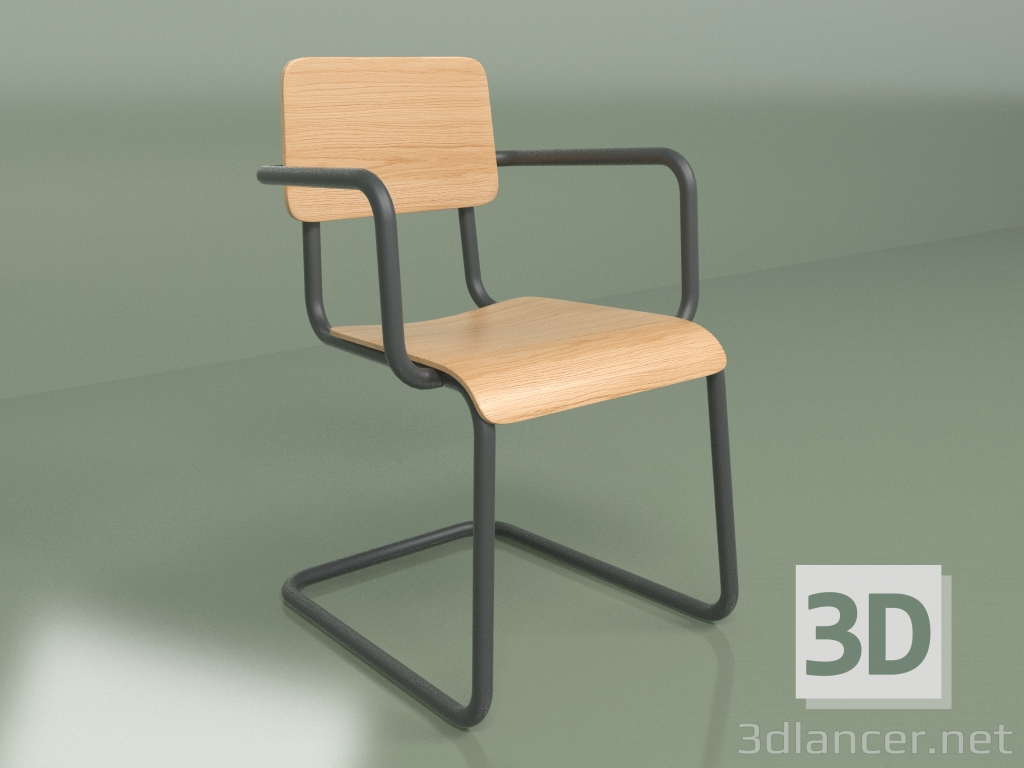 3D Modell Stuhl Freischwinger mit Armlehnen - Vorschau