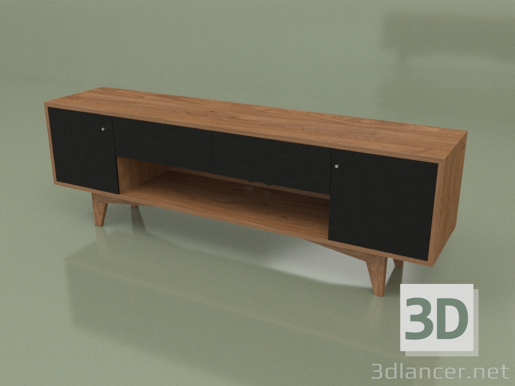 3d model TV stand TELLY (ral 9004 face decor housing wallnut) - preview