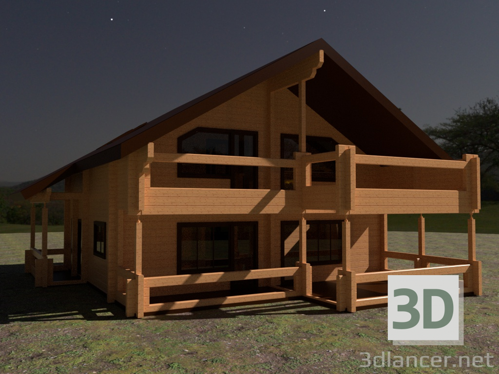 modèle 3D de Belle maison en bois acheter - rendu