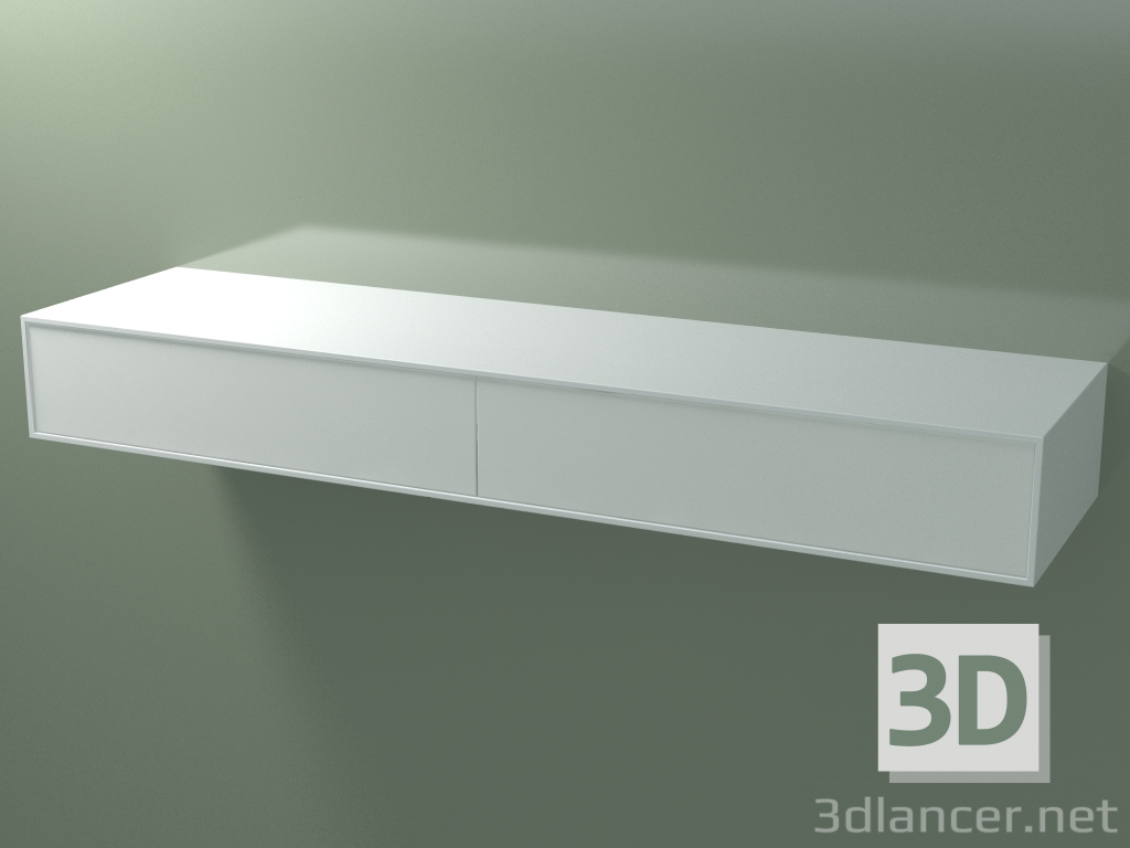 modèle 3D Tiroir double (8AUGAB02, Glacier White C01, HPL P01, L 192, P 50, H 24 cm) - preview