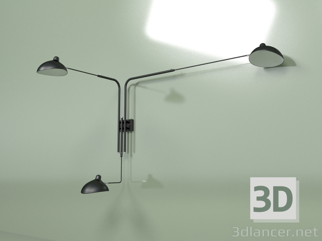 3d model Aplique Aplique Mouille 3 luces 3 - vista previa