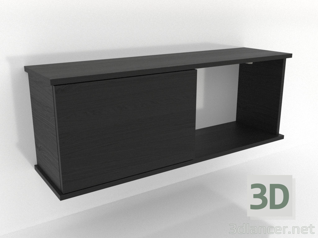 modello 3D Mensola sospesa SHELF (con 1 vano aperto a destra) 1000 mm (nero RAL 9005) - anteprima