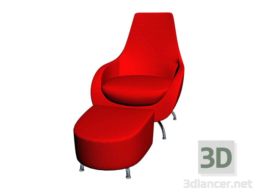 modello 3D Poltrona ottomano con 2000 - anteprima