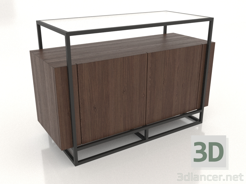 3D Modell Kommode 2 (Walnuss dunkel) - Vorschau