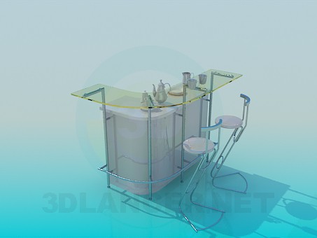 modello 3D Bancone in cucina - anteprima