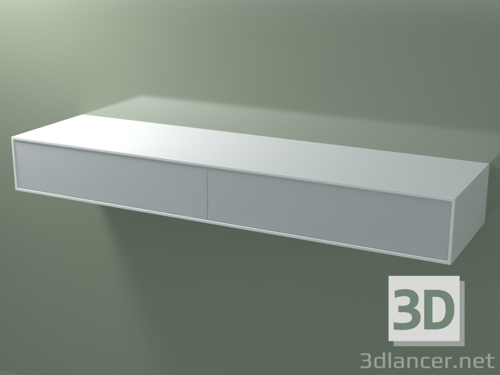 modèle 3D Tiroir double (8AUGAB02, Glacier White C01, HPL P03, L 192, P 50, H 24 cm) - preview