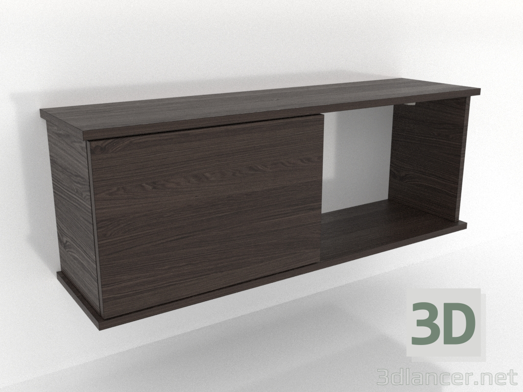modèle 3D Étagère suspendue SHELF (avec 1 section ouverte à droite) 1000 mm (frêne noyer) - preview modèle 3D Étagère suspendue SHELF (avec 1 section ouverte à droite) 1000 mm (frêne noyer) - preview