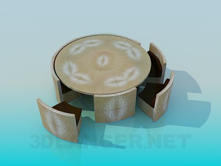 modèle 3D Table et chaises gigognes - preview