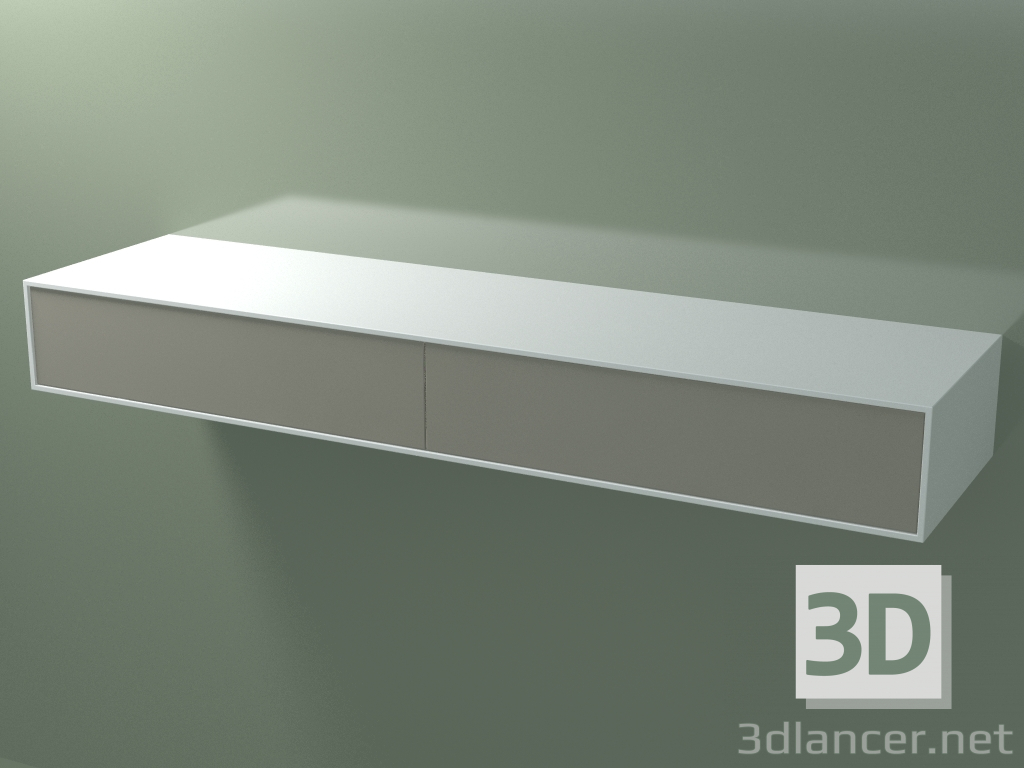 3d model Double drawer (8AUGAB02, Glacier White C01, HPL P04, L 192, P 50, H 24 cm) - preview