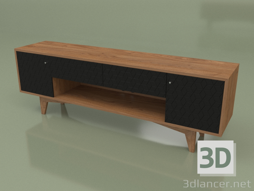 3d model TV stand TELLY (ral 9004 face star housing wallnut) - preview
